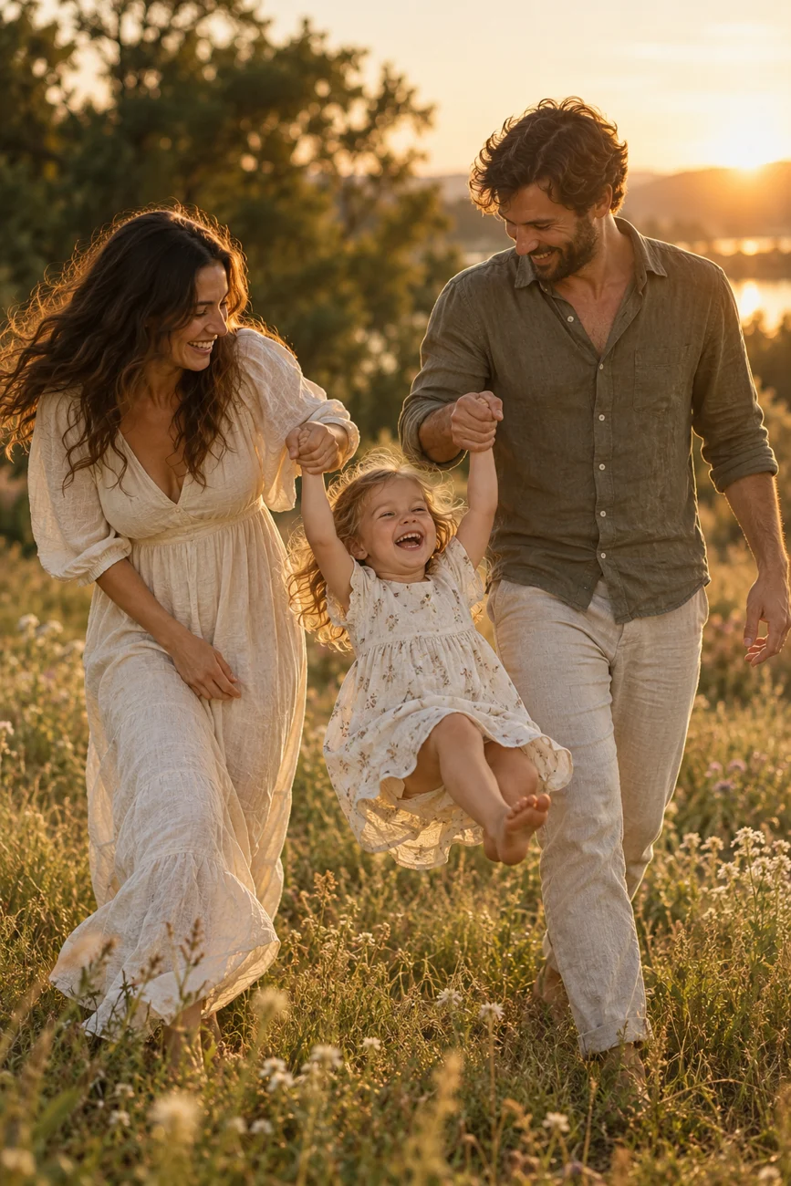 Familia disfrutando juntos al aire libre